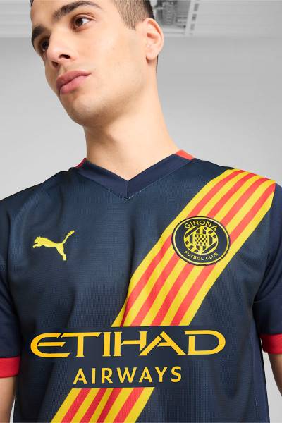 Jersey Girona FC 2024/25 Away Puma Football Kit Navy / Yellow / Red | Jersey-408