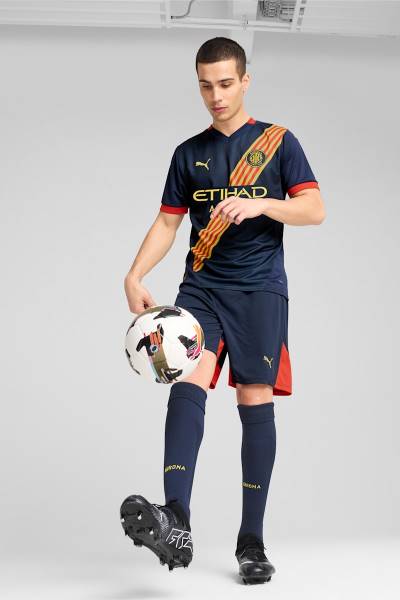 Jersey Girona FC 2024/25 Away Puma Football Kit Navy / Yellow / Red | Jersey-408