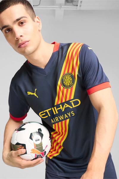 Jersey Girona FC 2024/25 Away Puma Football Kit Navy / Yellow / Red | Jersey-408