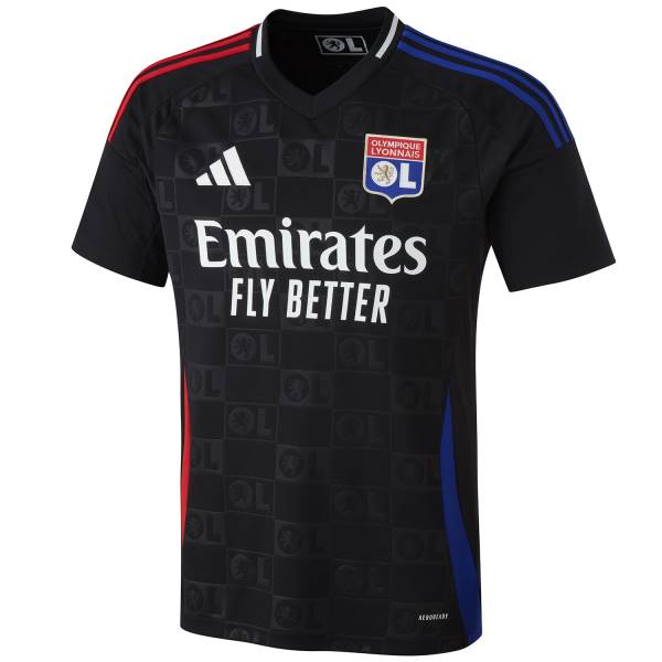 Jersey Olympique Lyonnais 2024/25 Away Adidas Football Kit Black / Blue / Red | Jersey-667