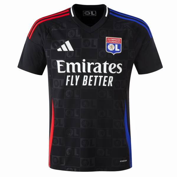 Jersey Olympique Lyonnais 2024/25 Away Adidas Football Kit Black / Blue / Red | Jersey-667