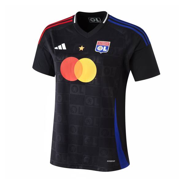 Jersey Olympique Lyonnais 2024/25 Away Adidas Football Kit Black / Blue / Red | Jersey-668