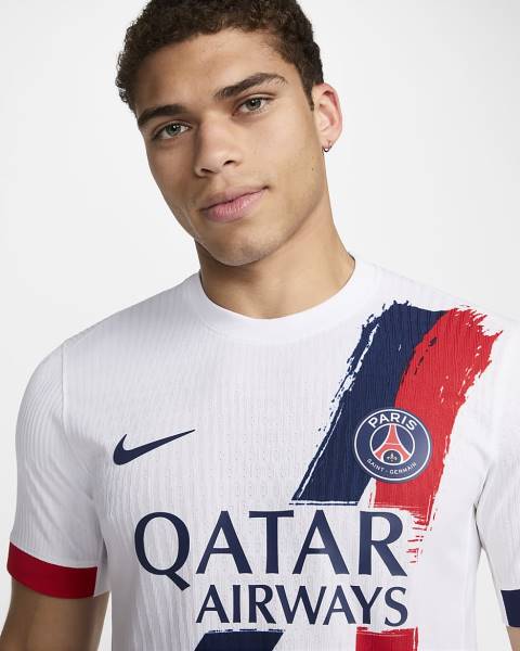 Jersey Paris Saint-Germain 2024/25 Away Match Nike Football Kit White / Blue / Red | Jersey-700