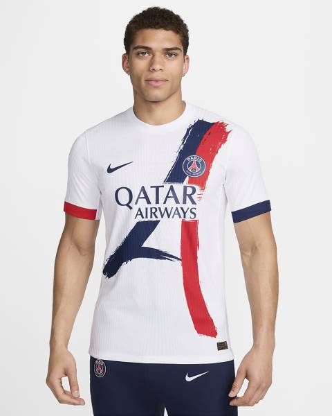 Jersey Paris Saint-Germain 2024/25 Away Match Nike Football Kit White / Blue / Red | Jersey-700