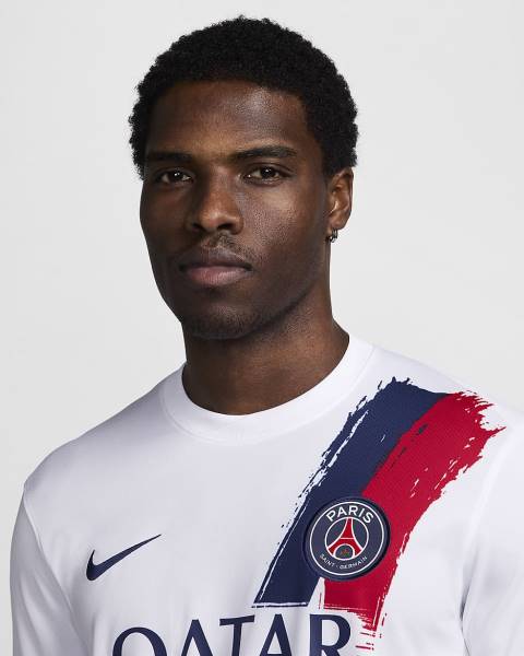 Jersey Paris Saint-Germain 2024/25 Away Stadium Nike Football Kit White / Blue / Red | Jersey-701