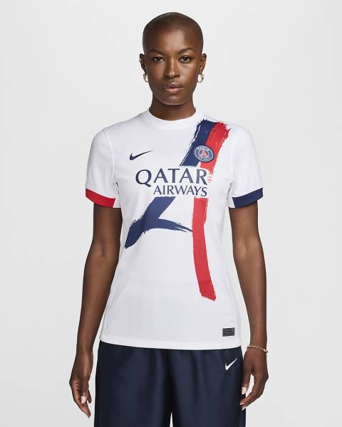 Jersey Paris Saint-Germain 2024/25 Away Stadium Nike Football Kit White / Blue / Red | Jersey-702