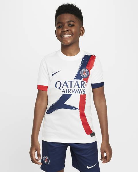 Jersey Paris Saint-Germain 2024/25 Away Stadium Nike Football Kit White / Blue / Red | Jersey-703