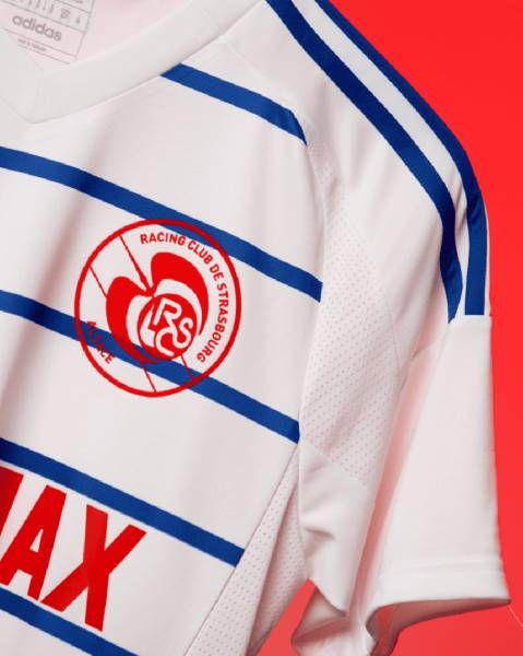 Jersey RC Strasbourg 2024/25 Away Adidas Football Kit White / Blue / Red | Jersey-717