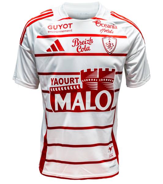 Jersey Stade Brestois 29 2024/25 Away Adidas Football Kit White / Red | Jersey-648